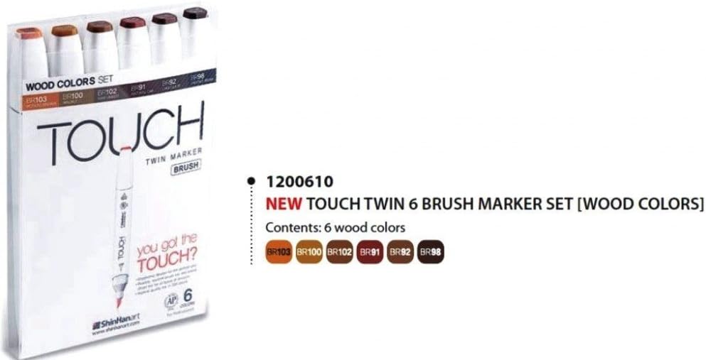 TOUCH Twin Brush Marker 6pc Wood
