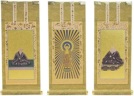 Amazon なごみ工房 掛け軸 もくらん 豆代 本尊 両脇 ３輻セット 浄土真宗本願寺派 西本願寺 阿弥陀如来 蓮如上人 親鸞聖人 仏壇 ミニ仏壇 仏具 仏間 神道用掛軸 表装 オンライン通販