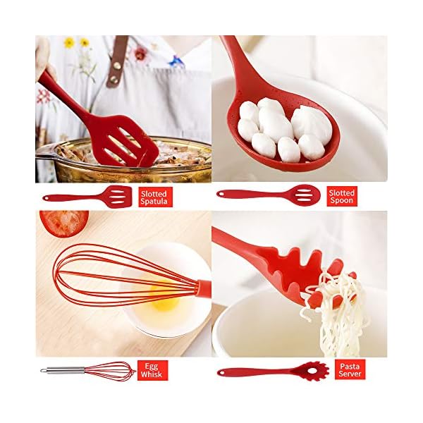 Newox-Silicone-Utensil-Set-10-Piece-Kitchen-Gadgets-Cooking-Cookware-BBQ-Tools-Red Newox Silicone Utensil Set 10 Piece Kitchen Gadgets Cooking Cookware BBQ Tools (Red)