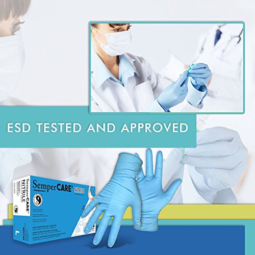 image for SemperCare Blue Nitrile Disposable Gloves Powder Free 4.3 Mil Latex Fr