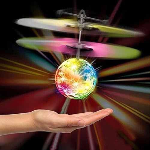 MIYUE RC Flying Toys, RC Flying Ball, RC Infrared Induction Flying Disco Ball Built-in Shinning LED Lighting for Kids, Teenagers LED Flying Drone Helicopter Ball Infrared Toy for Children