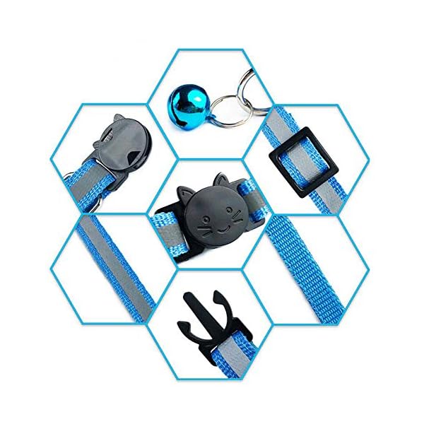 Tafeiya-12-PACK-Reflective-Cat-Collars-Quick-Release-Safety-Buckle-with-Bell-Adjustable19-32cm-Multi-colored Tafeiya 12 PACK Reflective Cat Collars Quick Release Safety Buckle with Bell Adjustable19-32cm (Multi-colored)