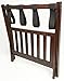 Deluxe Folding Wooden Luggage Rack with Shoe Shelf, Walnut Finish, Hotel Style