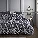 Wake In Cloud - Branches Duvet Cover Set, Dark Gray Grey Charcoal with Tree Pattern Printed, Soft Microfiber Bedding with Zipper Closure (3pcs, Queen Size)