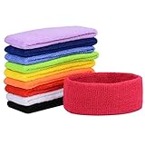 ColorYourLife 10 Colorful Sports Basketball Headbands Yoga Headbands Sweatbands Head Sweat Bands