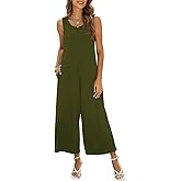 Nfsion Women's Summer Casual Loose Tank Jumpsuit Sleeveless Crewneck Jumpsuit Romper Outfits with Pockets