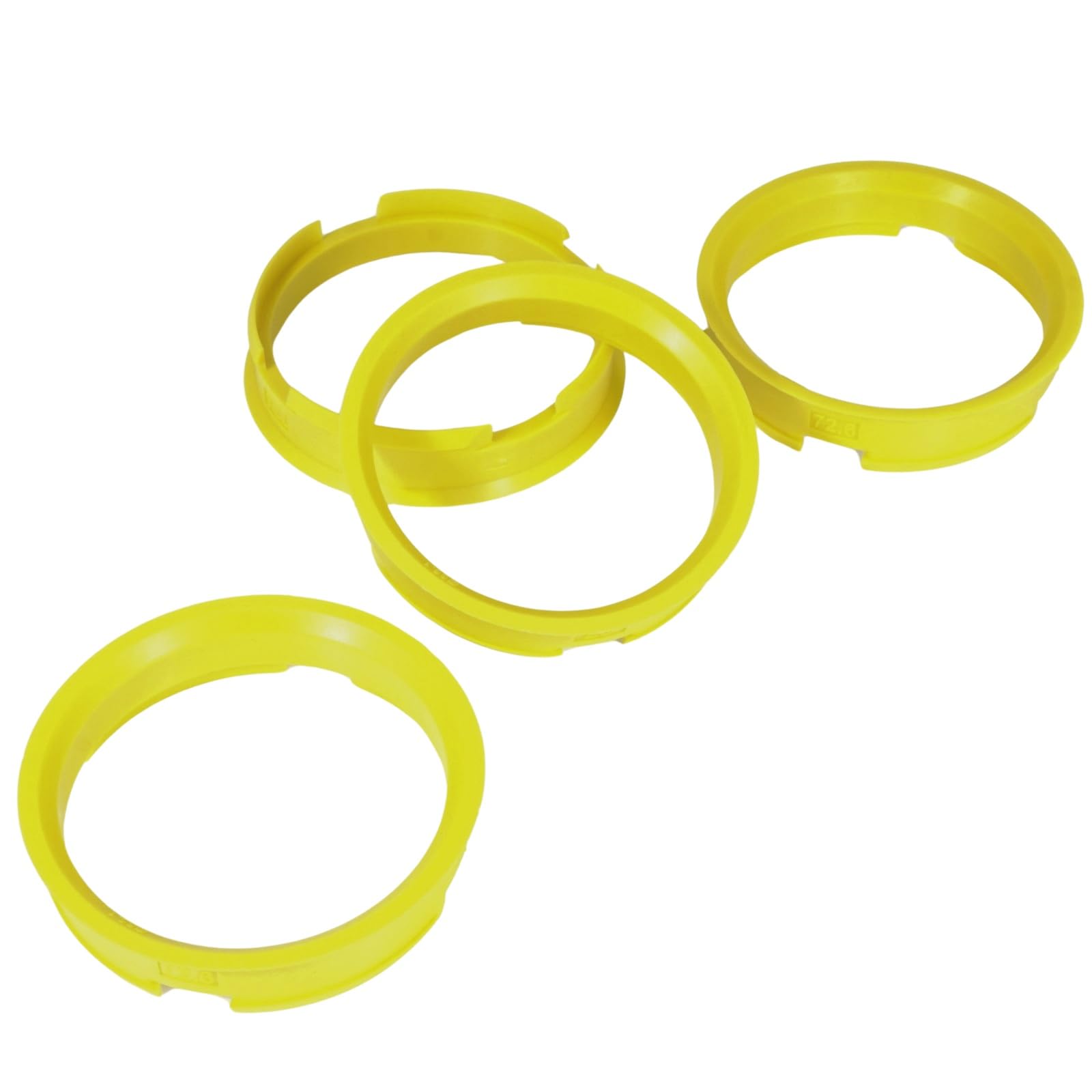 Felgenfactory Plastic Centering Rings, Yellow, 4 x 72.6 x 65.1/72 6 to 65 1, Internal Tooth Lock Washer