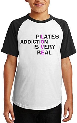 Uhoud Pilates Addiction Boys &amp; Girls Youth Teenager Raglan T Shirt Black XL