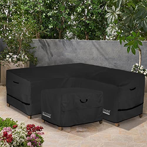 ULTCOVER Patio V-Shaped Sofa Cover Waterproof for 5-Seater Outdoor Sectional Furniture Couch 85 inch Wide, Black