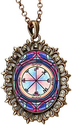 Solomons 3rd Saturn Protection Against Plots Huge Copper Rhinestone Pendant