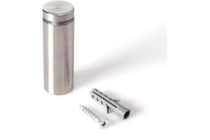 OUTWATER Stainless Steel Standoff 3/4 Inch Diameter x 2 Inch Barrel Length Brushed Finish for PVC, Glass and Acrylic Sign Stand Off Wall Anchors and Screws 4 Piece Pack for Heavy Signs