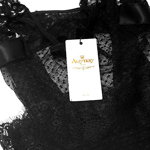 Aoymay-Womens-Sexy-Lingerie-Lace-Babydoll-Split-Design-Nightwear-Halter-Lingerie-Set