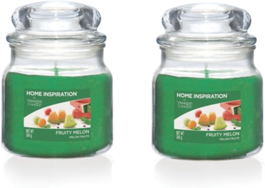 2 X Yankee Home Fragrance Candle - Long Lasting Burning Candle - Best Quality Fruity Melon Flavored Scented Candle - Home Refreshing Perfume Candle Internal & External - Stylish Glass Jar Candle 340g