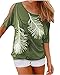 Relipop Women's Fashion Off Shoulder Tops Short Sleeve Blouse Casual T-Shirt (Small, Green)