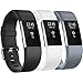 RedTaro Replacement Elastomer Wristband for Fitbit Charge 2, Large (6.5-9.0)-Inches, 002 - Black, White and Gray