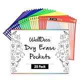 WallDeca Dry Erase Pocket Sleeves Assorted Colors