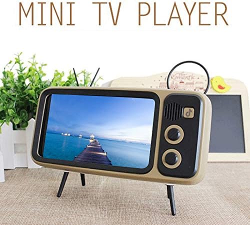 DirkFigge Retro TV Design Bluetooth Speaker, Cellphone Stand Function, Portable Stereo Speaker Mobile Phone Mount