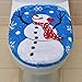 Cotill Christmas Decorations Snowman Santa Toilet Seat Cover and Rug Set for Bathroom - Blue