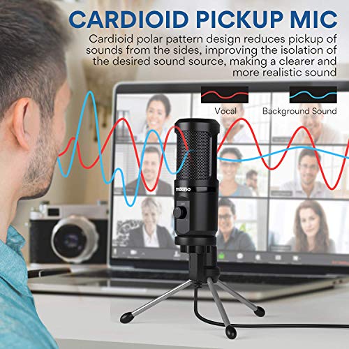 USB Microphone with Mic Gain MAONO Professional Cardioid Condenser Podcast Mic for Gaming, Recording, Streaming, Voice Over, YouTube, Twitch, Skype, PC, Laptop, Desktop, PM461TR, PM421