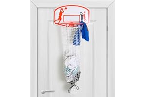 Bundaloo Basketball Laundry Hamper - Over The Door 2 In 1 Hanging Basketball Hoop Or Laundry Hamper Boys & Girls Room Decor - Fun Gift