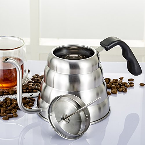 Pour Over Kettle with Thermometer, 1.2L(41floz), Coffee Kettle Gooseneck Drip Kettle Stainless Steel Tea Pot for Stovetop Home Brewing, Camping and Traveling, Pour Over Coffee Maker by ECPURCHASE