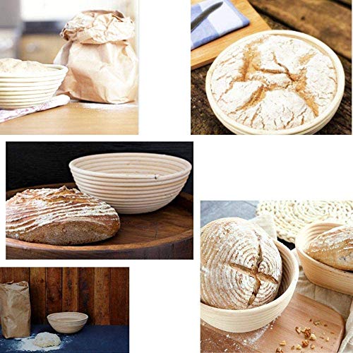 10 Inch Bread Banneton Proofing Basket - dough bowl Gifts for Bakers Proving Baskets for Sourdough Bread Jar Proofing Box & Bread brush & Linen Liner