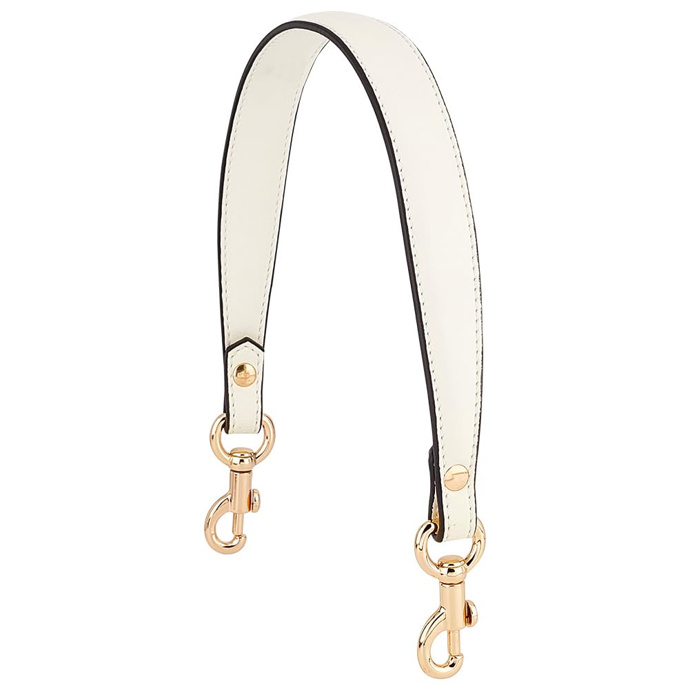 PH PandaHall 20.3 Inch Leather Bag Handle for Small Purses & Handbags - Replacement Strap with Clasp for Underarm/Shoulder Bag (White)