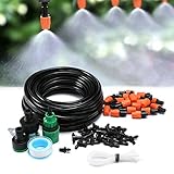 KINGSO Patio Spray Misters Watering System Kits Accessories for Outdoor Garden Greenhouse Nozzles Misting Cooling with 49.2ft， 4/7 Blank Distribution Tubing Hose, Instruction