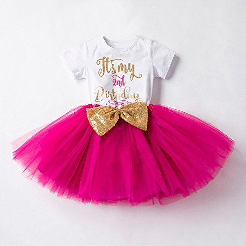 Newborn Baby Girl Princess It's My 1st/2nd Birthday Party Cake Smash Shinny Sequin Bow Tie Tulle Tutu Dress Outfit