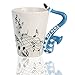 12 Oz Blue Saxophone Music Unique Handle Art Musical Notes Holds Tea Coffee Milk Ceramic Mug Cup Best