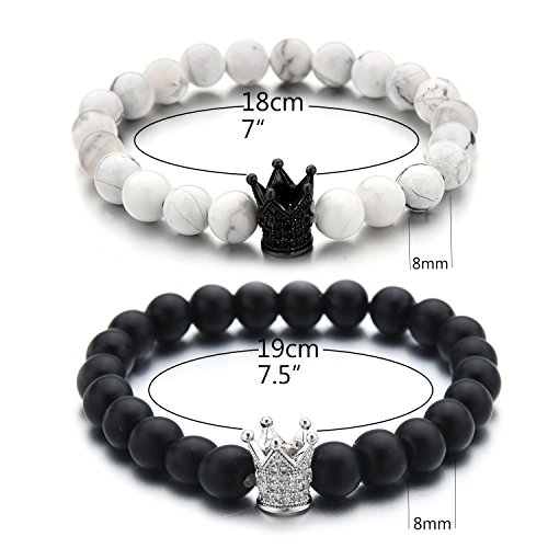 Couples his & hers bracelet black matte agate &…
