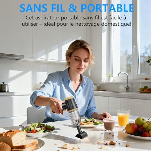 Mini-Aspirateur pour Voiture 15000 Pa – Aspirateur Portatif sans Fil à Main et Soplete à Air avec 2 Filtres, Idéal pour Voiture, Canapé, Bureau, Animaux domestiques et Maison