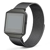 Hagibis Compatible Fitbit Blaze Band with New Metal Frame Milanese Loop Stainless Steel Bracelet Strap Magnet Lock Band for Fitbit Blaze Smart Watch-Small Large Black Sliver Rose Gold (Black, Large)