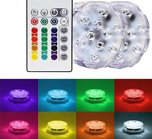 duojin Swimming Pool Light RGB LED Bulb Remote Control Underwater Color Vase Decor 2Pcs