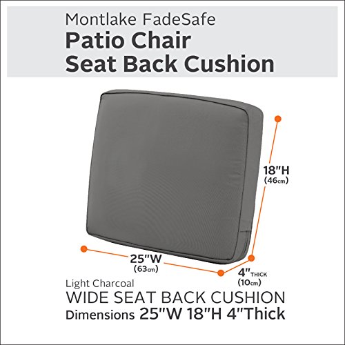 Classic Accessories Montlake Back Cushion Foam & Slip Cover, Light Charcoal, 25x18x4" Thick
