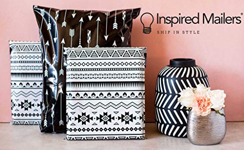 Inspired Mailers - Poly Mailers 10x13 - Damask Pattern (Black) - 100 Pack - 3.15mil Unpadded Shipping Bags