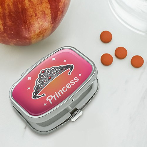 Princess Crown Tiara Pink Background Rectangle Pill Case Trinket Gift Box