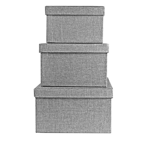 Decorative Storage Boxes with Lids Set of 3 Fabric Nesting Storage