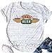 Qudasar HlpiAMok HOMIEBUDS TOMENGBEIAABBCC OLSAinny Sudopo NENDFY Central Perk Friends T Shirt Women's Friends TV Show Graphic Cute Tees Short Sleeve Casual Tops (Medium, Grey)