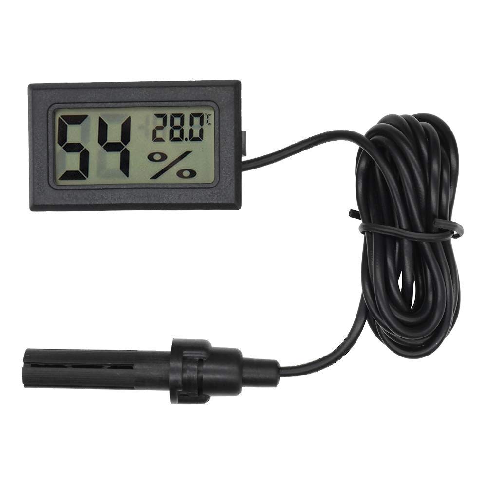 Eidyer Digital Thermometer Hygrometer, Mini Probe Embedded Thermometers Temperature Humidity Gauge Meter for Reptile Incubator Aquarium Poultry Office Living Room -Black, 4.8cm×2.8cm×1.5cm