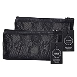 JETJET-BOND Accessory Handbag Organizer Set Black Lace Transparent Insert Purse Clutch Zipper Bag (Black set of 2)-BOND JJ17 Black Lace Transparent handbag Organizer insert Purse Clutch Zipper Bag
