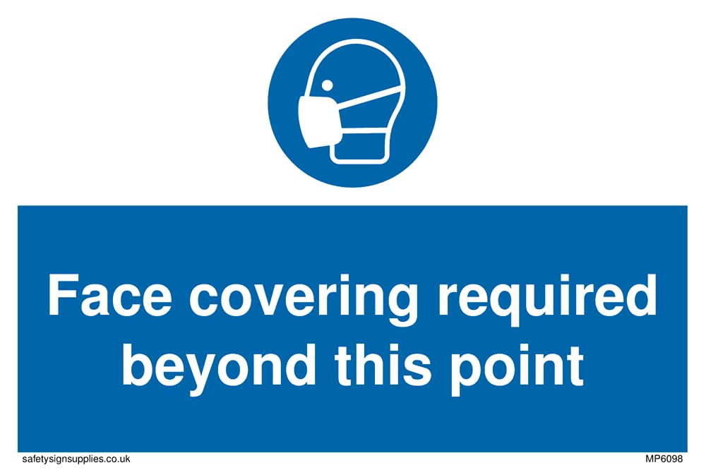 Pack of five - Face covering required beyond this point Sign - 150x100mm - A6L