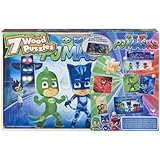 7 Pack Wood Puzzles Set PJ Masks in Wooden Storage Box (Styles May Vary)