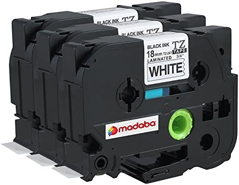 Madabcom 3 Pack compatible for Brother P-Touch TZ251 TZE251 TZ 251 TZE 251 Laminated Label Makers &amp; Printers Tape Black on White , 1 Inch 24mm 26.2 Feet