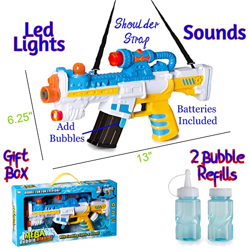 Bubble Gun Lights & Sounds with 2 Bottles Bubble Refill Light Up
