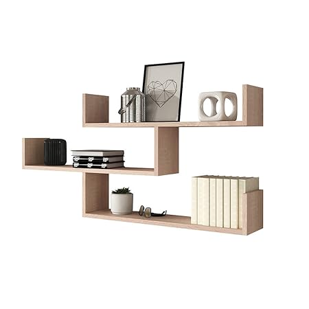 Kassi - Wandregal/Hängeregal/Bücherregal Mit 3 Regalböden In Sonoma Eiche Matt 55X119Cm