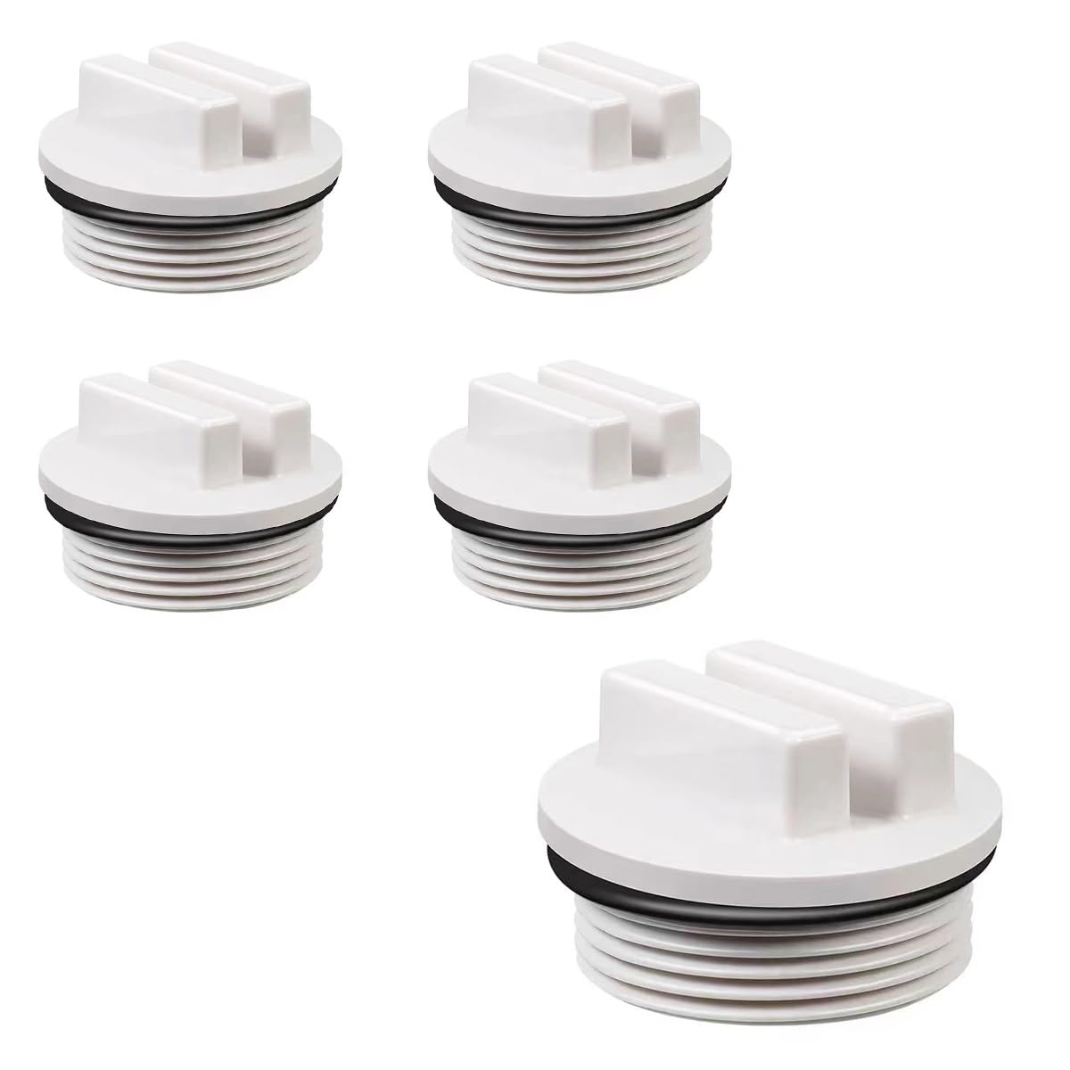 POFET 5PCS Threaded Pool Spa Return Line Winterizing Plug 1.5inch Filter Drain-Plug O-Ring