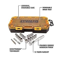 DEWALT Drive Socket Set, SAE/Metric, 1/4-Inch