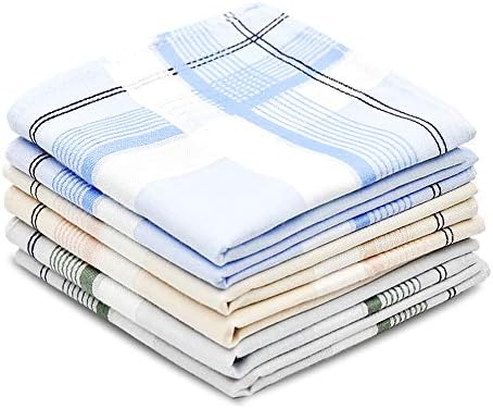 Pure Cotton Men's Soft Handkerchiefs Assorted Color Pack of 6 Gift Set by Zenssia