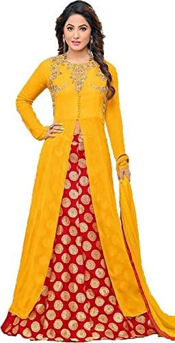 Saree Kurti Marts Women's Georgette Dress Material (Yellow)